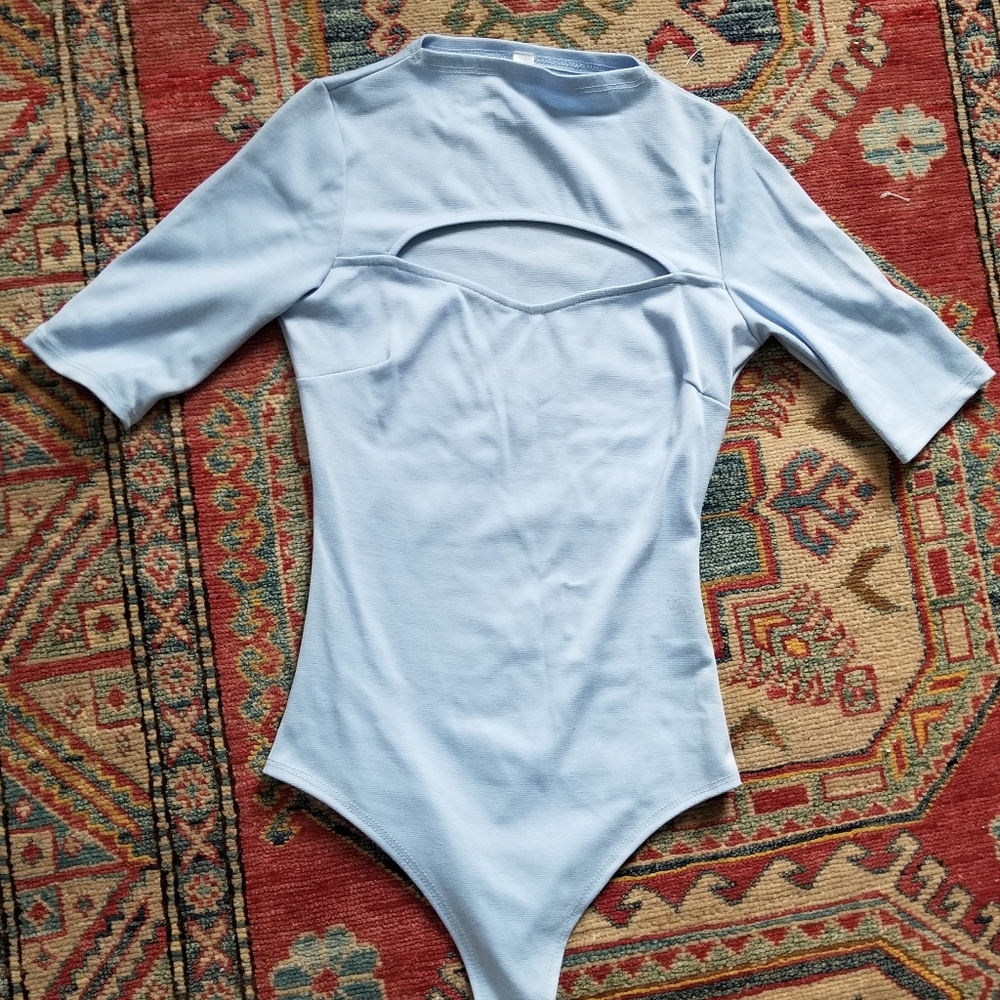 Blue cutout sweetheart bodysuit